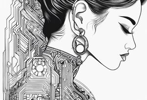 circuit tracks under ear tattoo idea