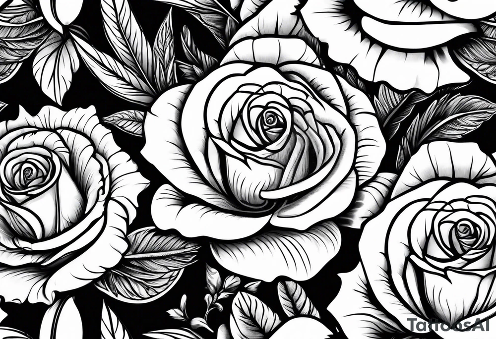 2 violets and 1 rose tattoo idea