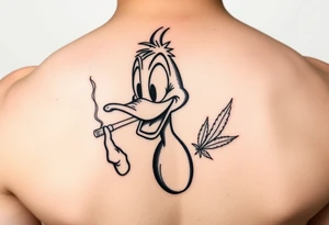 Daffy duck smoking a joint of marijuana tattoo idea