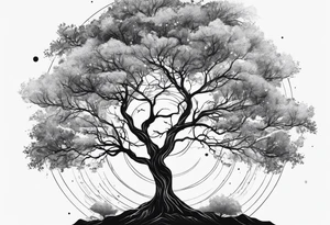 A minimalist tree in space tattoo idea