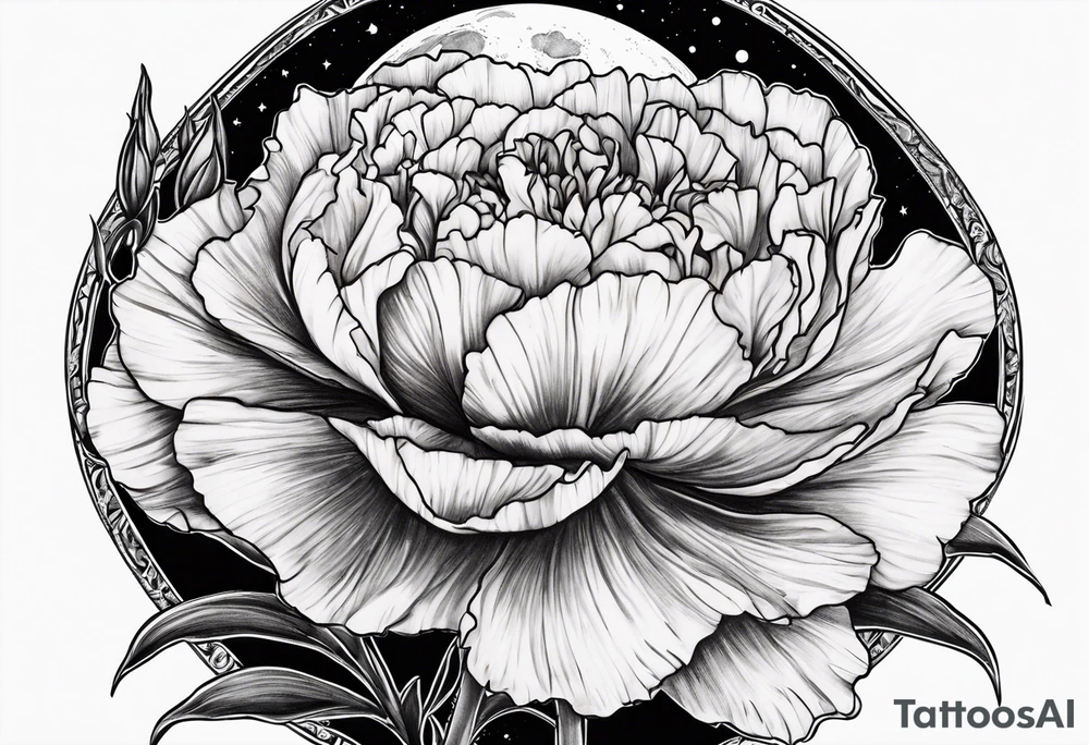 Full moon carnation tattoo idea