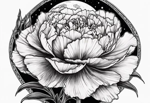 Full moon carnation tattoo idea