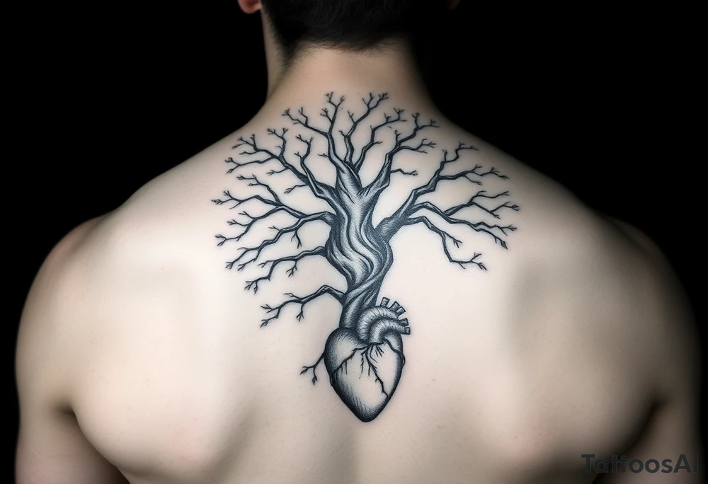 Thick DNA TREE with roots for family tree
Add anatomical heart in bottom tattoo idea