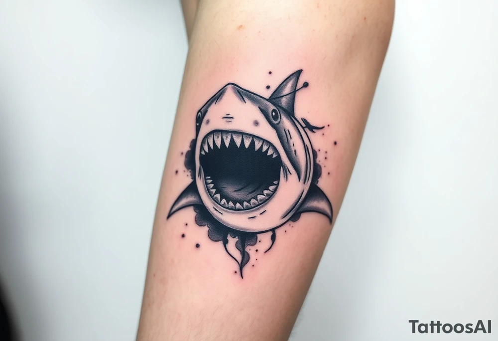 shark with open mouth frontal. tattoo idea