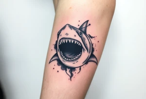 shark with open mouth frontal. tattoo idea