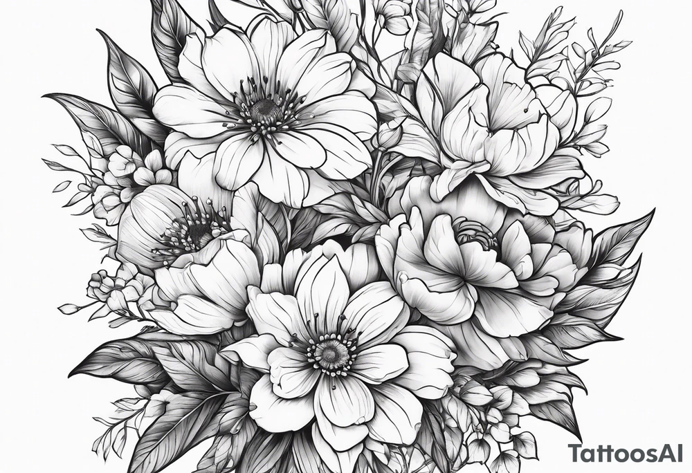 wildflower bouquet tattoo idea
