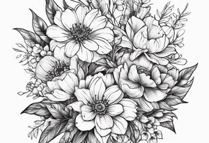 wildflower bouquet tattoo idea