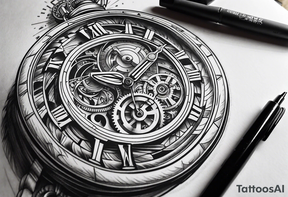 A mechanical watch face tattoo idea
