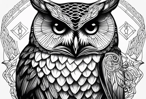 an owl with a corn snake in its claw tattoo idea