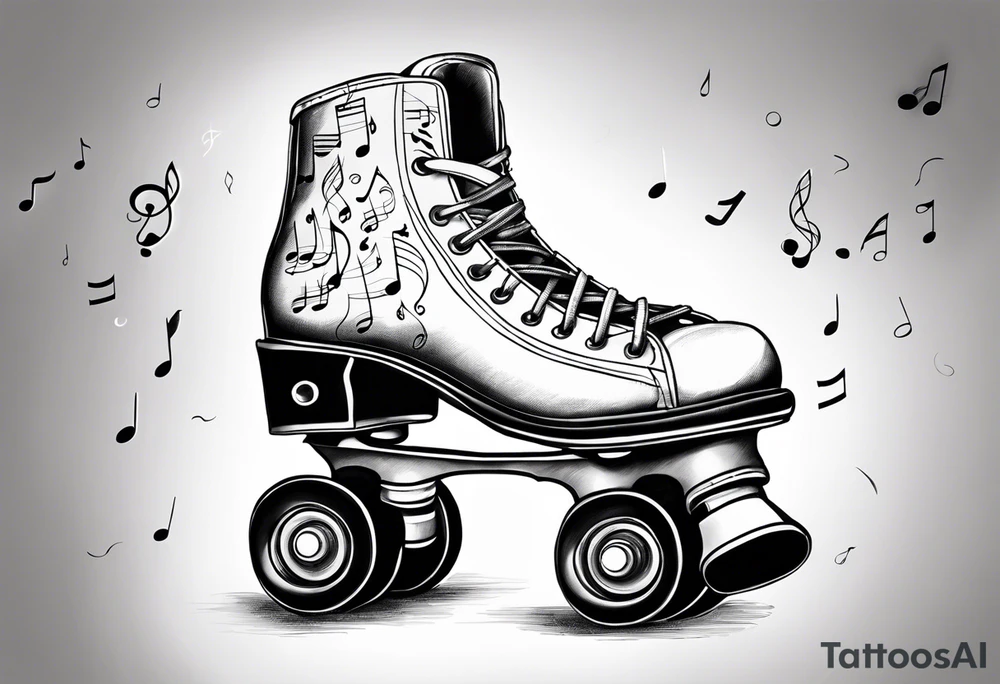 Rollerskates with music notes tattoo idea