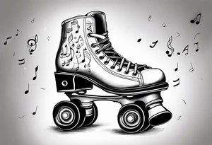 Rollerskates with music notes tattoo idea
