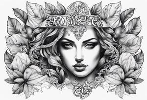 full chest piece two faces with leafs and frames with letters HOPE tattoo idea