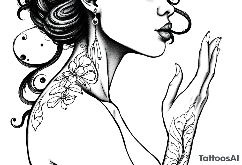 black woman stepping into a stronger, wiser version of yourself tattoo idea