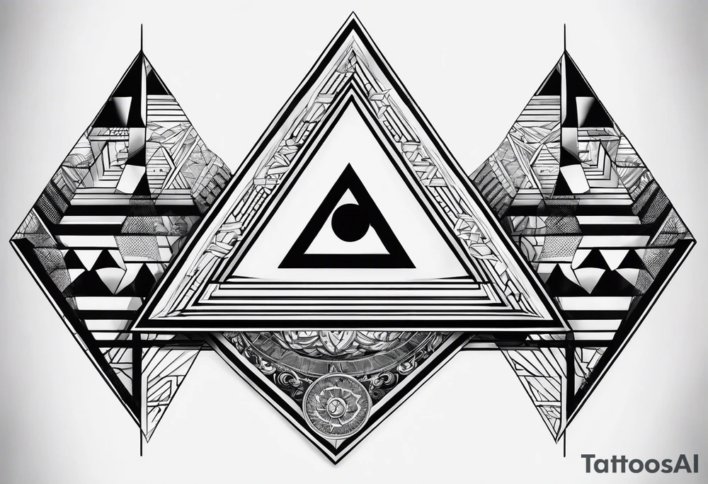 Illusione ottica con triangoli tattoo idea