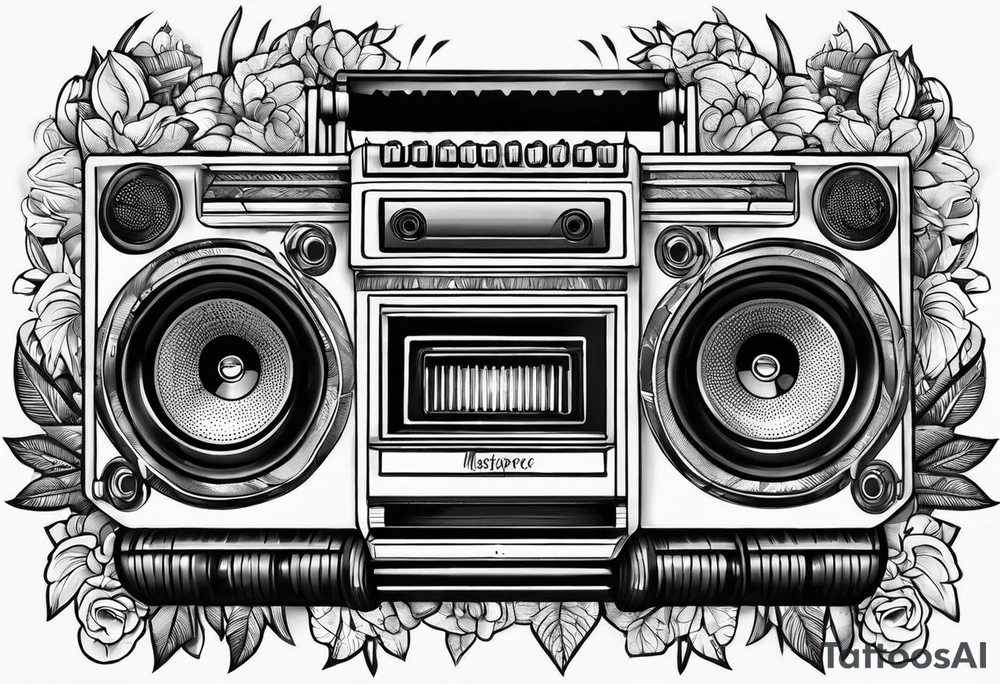 Boombox rollerskates tattoo idea