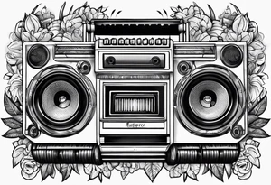 Boombox rollerskates tattoo idea