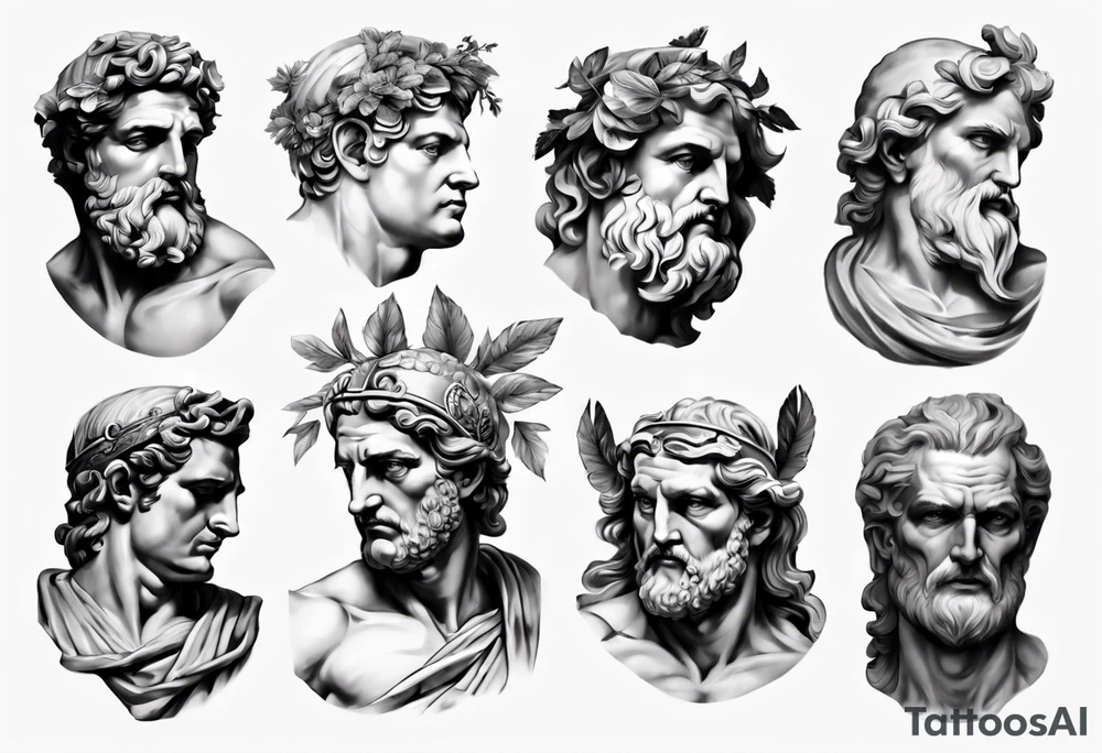 greek god statue realistic tattoo idea