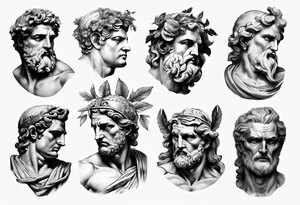 greek god statue realistic tattoo idea