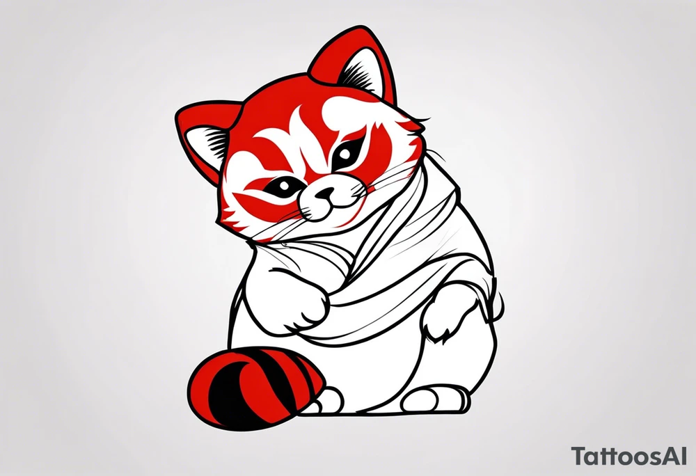 Red panda lucky cat tattoo idea