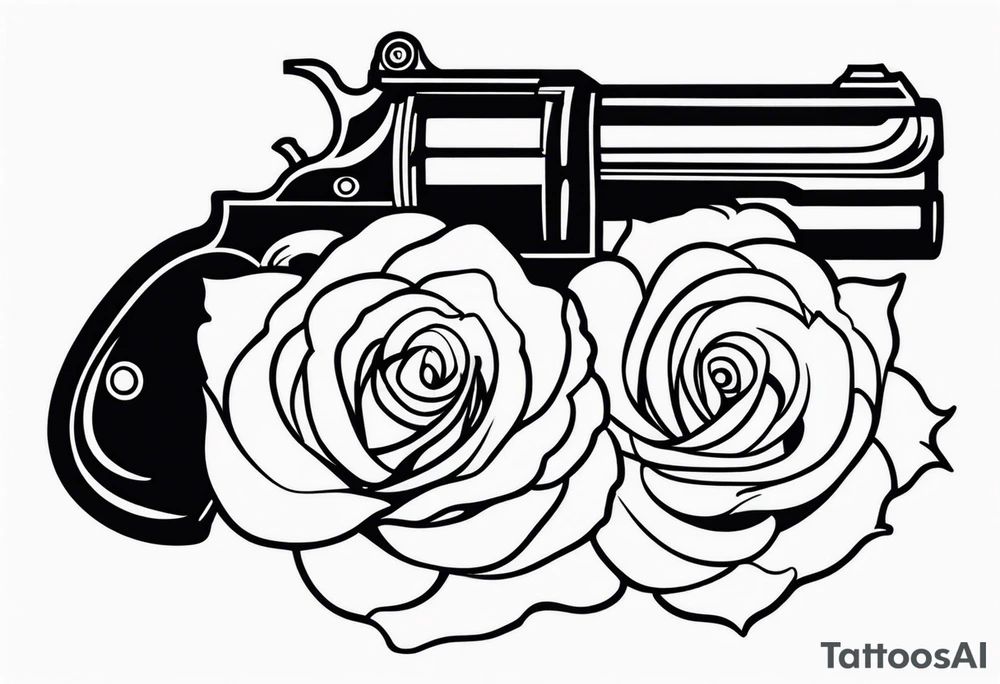 a rose on a pistol tattoo idea