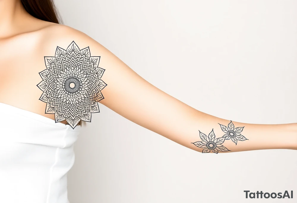 bold line shaman style mandala tattoo idea