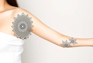 bold line shaman style mandala tattoo idea