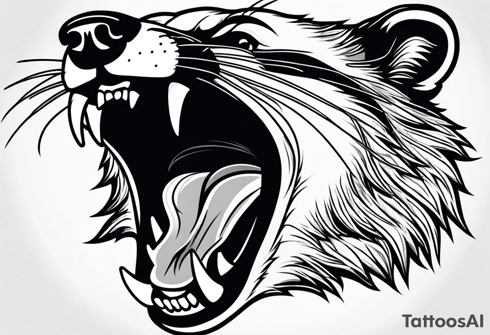 badger mouth open tattoo idea