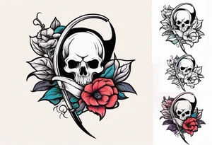 scythe grim reaper cute girlie nightshade flower tattoo idea