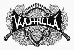 Valhalla viking shield hatchet sword tattoo idea