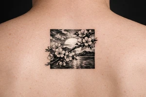 Cherry blossoms at sunset tattoo idea
