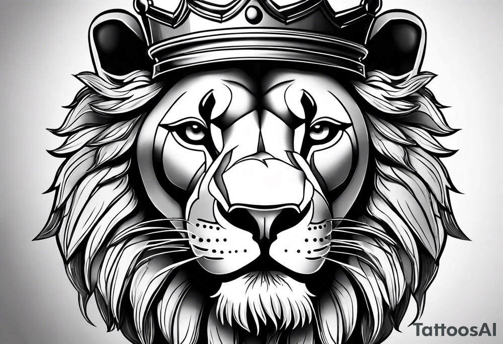 lion with a crown and sparkling eyes tattoo idea