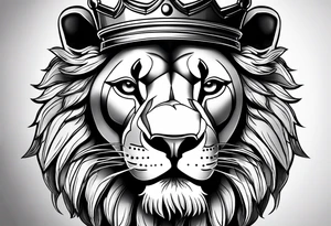 lion with a crown and sparkling eyes tattoo idea