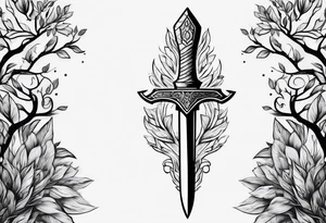 tree-like dagger tattoo idea