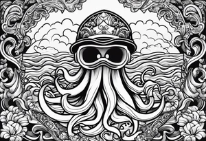 squid using lowbrow art style tattoo idea