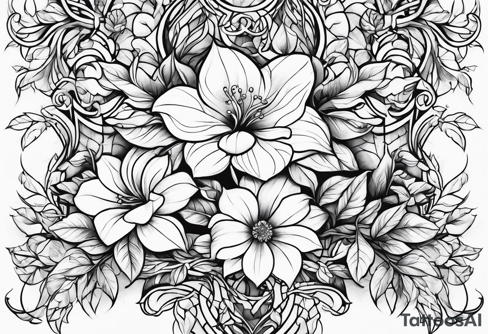 vines of flowers and leaves tattoo idea