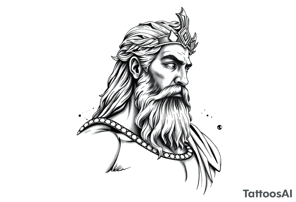 GREEK GOD LOOKING OVER HIS EMPIRE tattoo idea