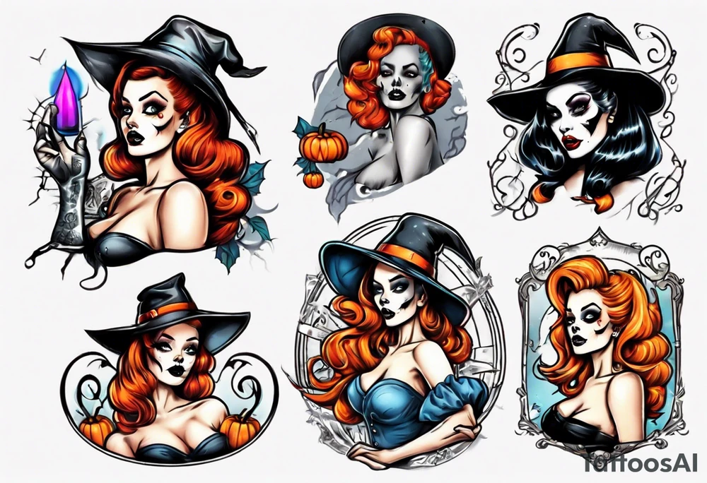 halloween pin up tattoo idea