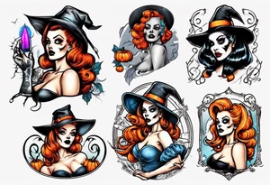 halloween pin up tattoo idea