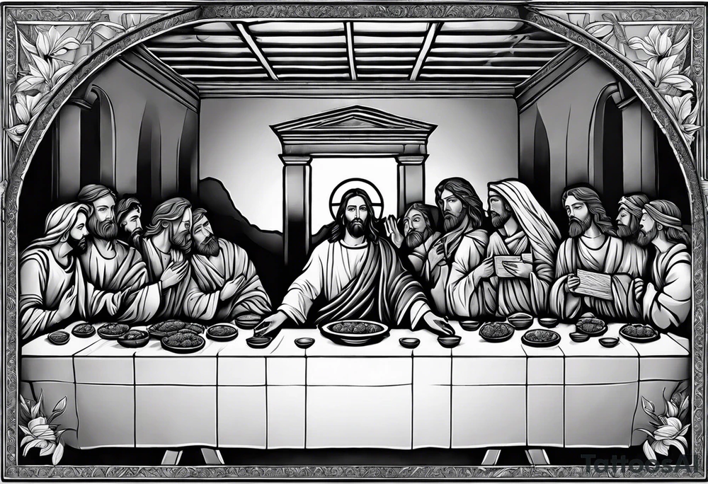jesus at the last supper on a cliff tattoo idea