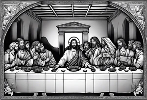 jesus at the last supper on a cliff tattoo idea