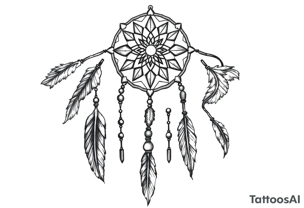 native dreamcatcher with flowing feathers and sacred beads tattoo idea native dreamcatcher with flowing feathers and sacred beads tattoo idea