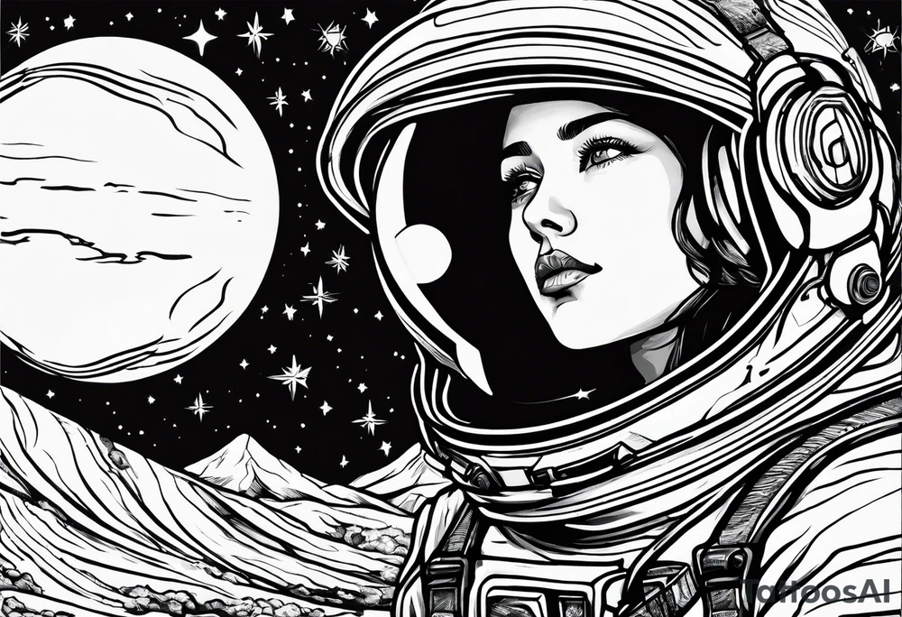 A person looking up at space tattoo idea