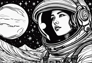 A person looking up at space tattoo idea
