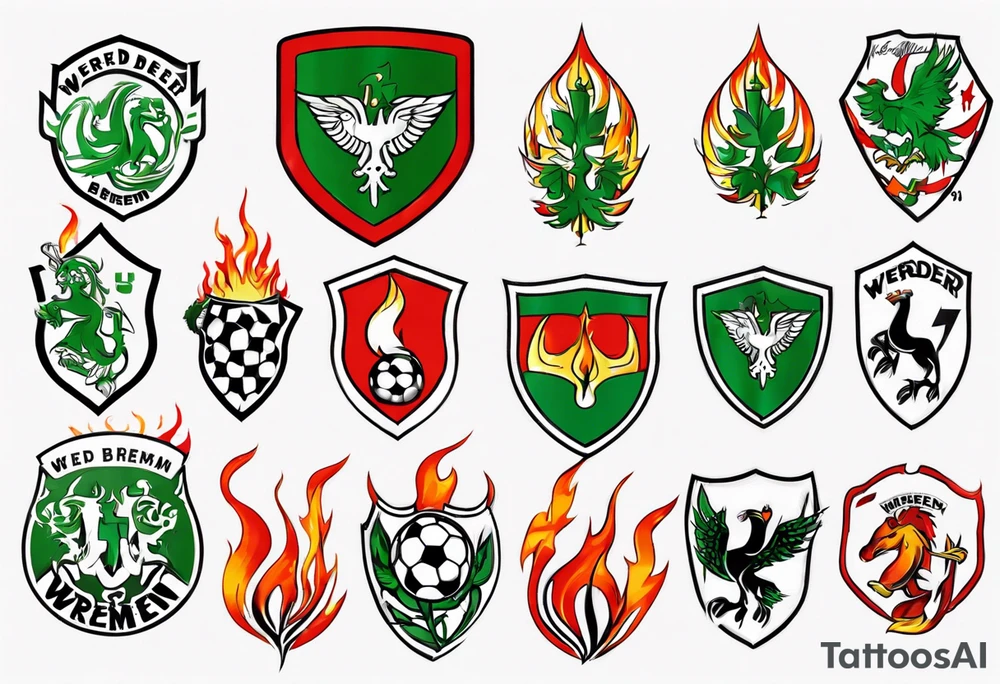 werder bremen fußball, flammen, wappen tattoo idea