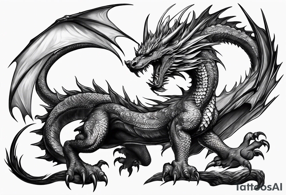 Drache mit geschlossener Schnsuze tattoo idea