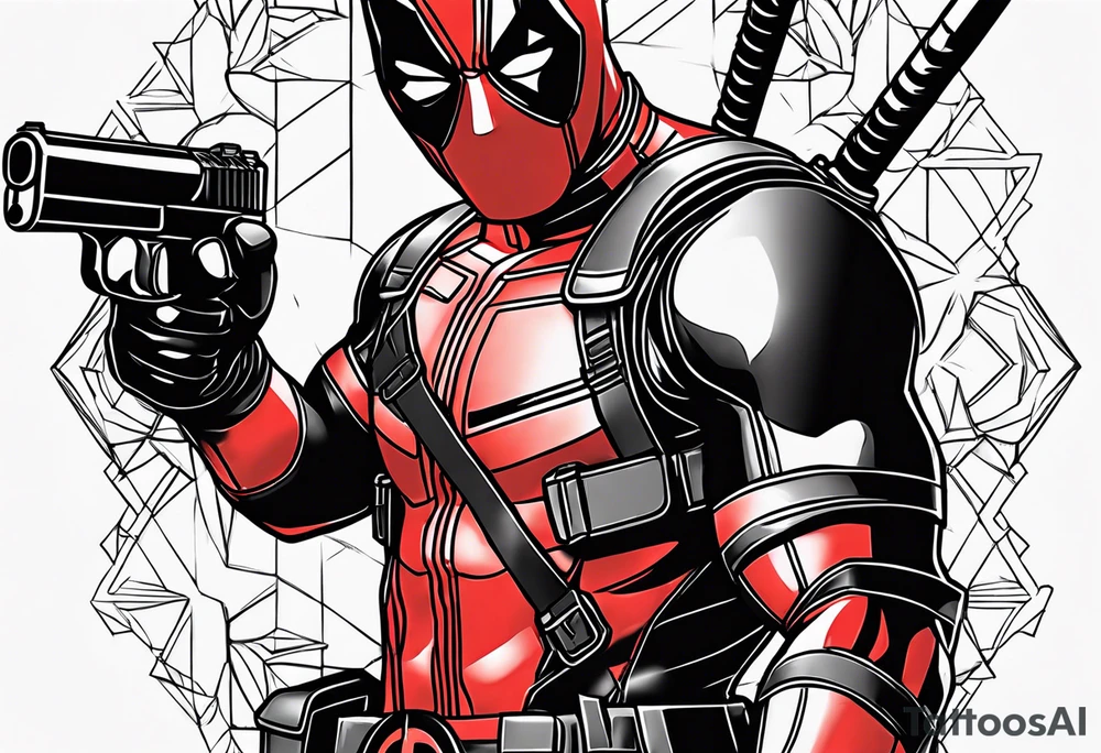 Deadpool with Golden pistol tattoo idea