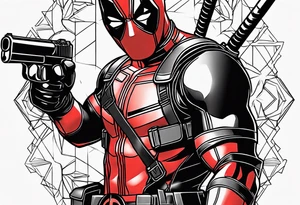Deadpool with Golden pistol tattoo idea