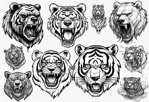 bear and tiger, fighting tattoo idea