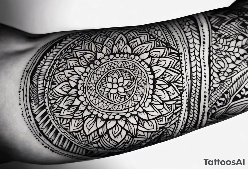 men's henna sleeve tattoo idea