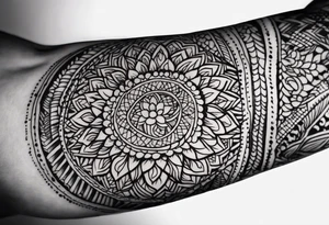 men's henna sleeve tattoo idea